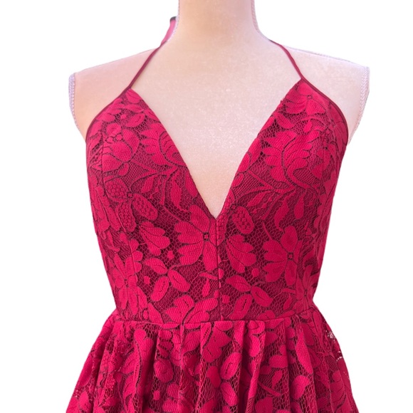 Red Backless NBD Lace Mini Dress Sz Small - Picture 8 of 14